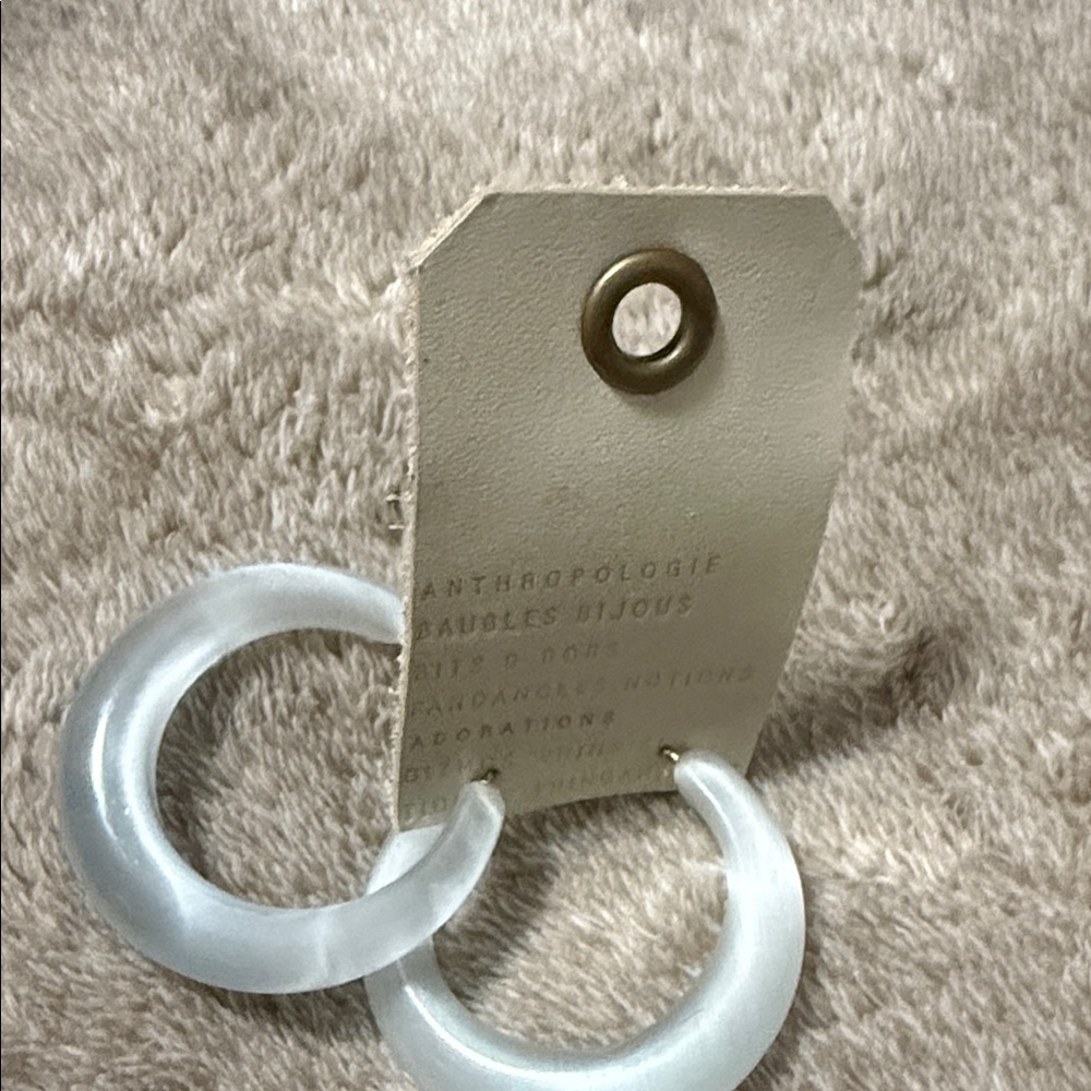 Anthropologie Frosted White Hoop Earrings